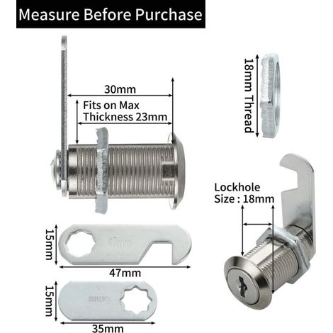 Lot de 10 Serrures Boîte aux Lettres 30mm Serrure Armoire Metallique, Barillet Boite aux Lettres en Alliage de Zinc avec 20 Clés pour Tiroir, Armoire, Placard, Boîte aux Lettres