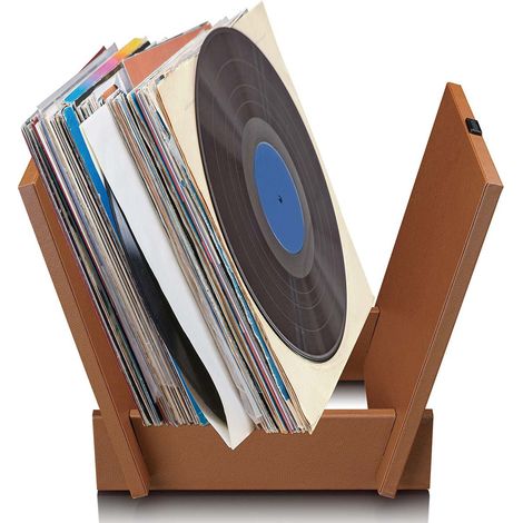 Organizador de discos de vinilo, capacidad para 40 LP, color marrón
