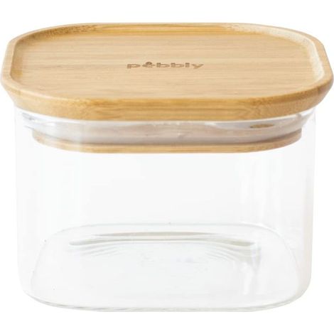 Boîte de conservation carrée verre/bambou - 500 ml PKV-042