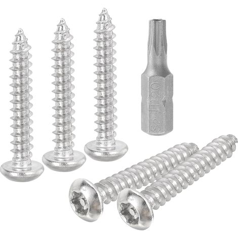 10Pcs M4 x 25mm Vis à Tôle de Sécurité Torx (Argenté) (1/5)