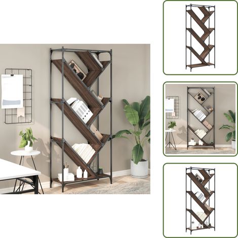 Libreria a forma di albero - vidaXL Libreria Rovere Marrone 79x30x180cm Legno Multistrato e Metallo - Libreria per casa