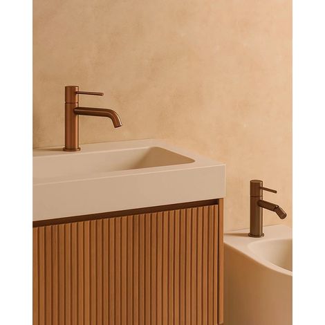 Coppia rubinetti lavabo e bidet senza scarico oro rosa spazzolato Memo (1/5)