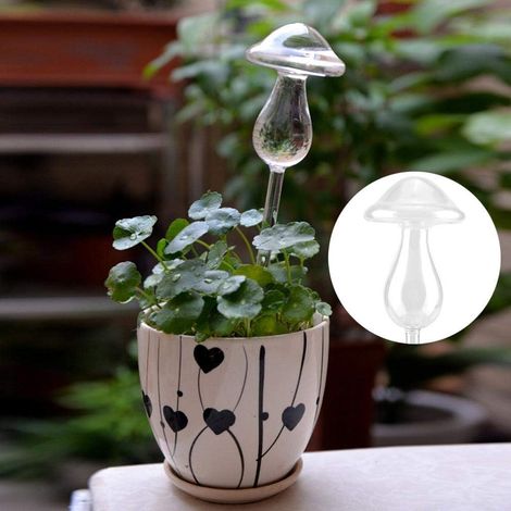 Plantes d'intérieur Fleurs Dispositifs d'auto-arrosage automatiques Distributeur d'eau en Verre Clair Forme de Champignon Outil de Jardin (1/5)