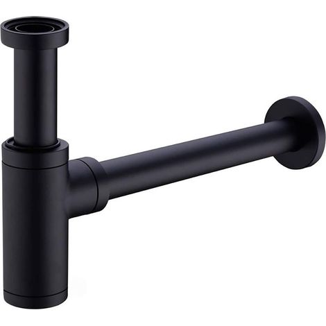 Laiton Siphon de Lavabo avec 200mm Tube d'extension,Universel Syphon Design 1 1/4 x 32mm,Réglable Anti Odeur Noir Mat (1/5)