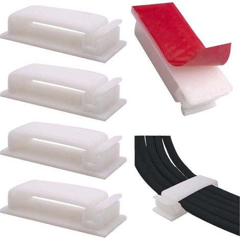Gestione dei cavi — 50 clip adesive, organizer per cavi elettrici (cavi Ethernet, sistemi) bianche