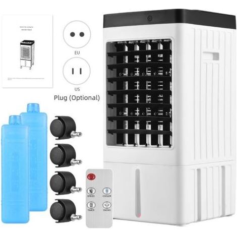 Climatiseur refroidisseur mobile 3 vitesses – Humidificateur silencieux – Réservoir 8L – Pour bureau, chambre, dortoir – Technologie de refroidissement par évaporation (1/5)