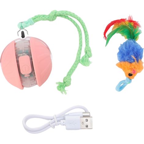 Jouet interactif pour chat, balle automatique, mobile, lancer, animal de compagnie intelligent, avec corde, pour jeu de chien, rose (1/5)