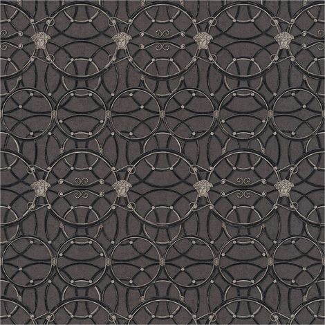 Baroque wallcovering wall Profhome 370494 non-woven wallpaper smooth baroque style shiny silver black 7.035 m2 (75 ft2) (1/5)