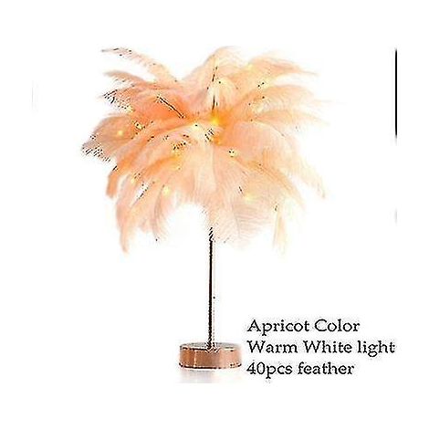 Lampe de table DIY en plumes, abat-jour en plumes d'arbre, lampe de décoration de mariage LED (e) (1/3)