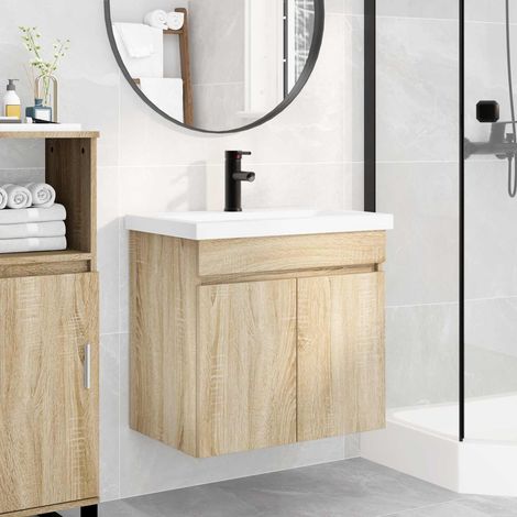 vidaXL Mobile bagno con rubinetto Rovere Sonoma 61 x 40 x 74,5 cm