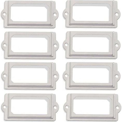 Porta biglietti da visita in metallo, porta etichette per cassetti, 8 pezzi (argento) (1/5)