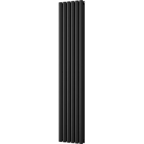 Omeara - Black Vertical Radiator H1800mm x W348mm Double Panel