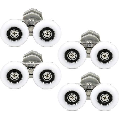 Lot de 4 roulettes doubles coulissantes 19 mm pour porte de douche, roues de remplacement pour portes coulissantes de salle de bain et rails de porte de serre (1/5)