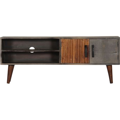 Meuble TV, Étagère TV, Meuble de Salon, Gris 130x30x46 cm Bois massif de manguier brut OIB9272E (1/3)