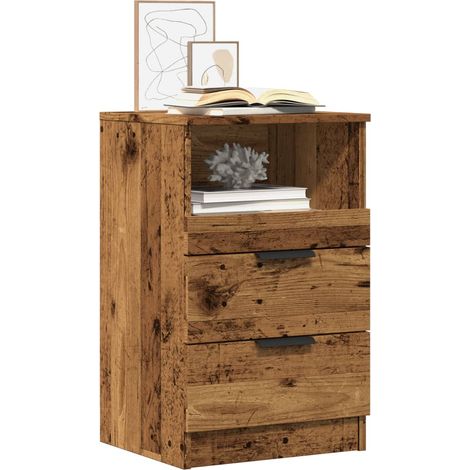 Table de chevet vieux bois 40x36x65 bois d'ingénierie (1/5)