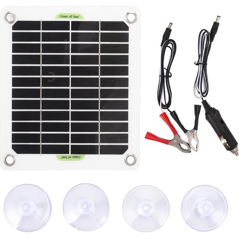 Panneau Solaire 10W, Panneau Solaire Chargeur avec Clip de Briquet Double USB Type C Chargeur de Batterie Solaire Portable (1/5)