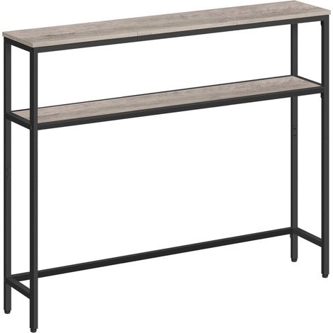 Consola para recibidor mesa de centro estrecha de dos niveles 20 x 120 x 80 cm mesa auxiliar con 2 estantes para salón o dormitorio gris 120005226