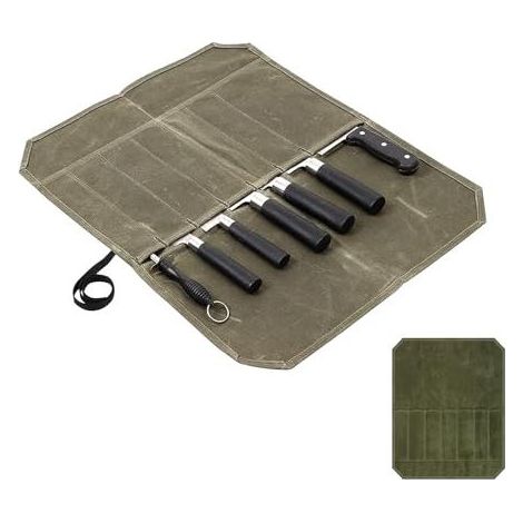 Étui à couteaux de chef en toile Protection multi-compartiments - Outils de cuisine professionnels et porte-couteaux - Porte-lames de sécurité et boîte de rangement multifonctionnelle (1/5)