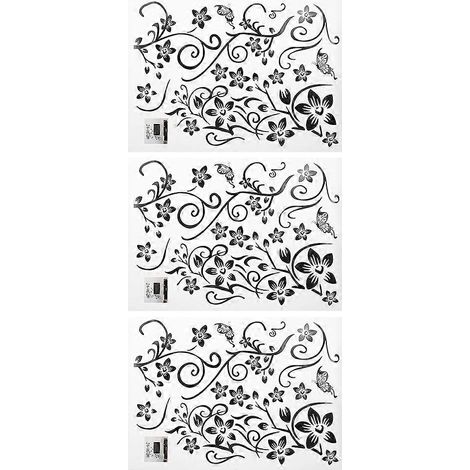 3Pcs Papillons Noirs et Fleurs Autocollant Mural Imperméable Décor Maison Chambre Unique (1/5)