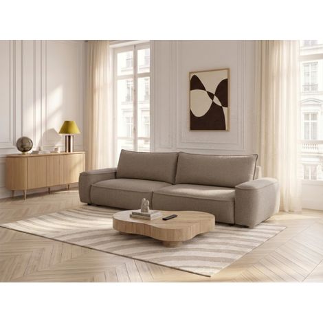 BOBOCHIC - Canapé droit convertible 3 places HONORE tissu chenille   Marron (1/5)