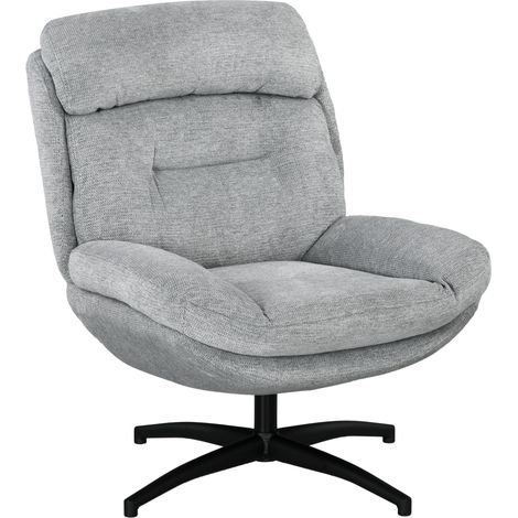 Silla giratoria Irovami, rotación de 360°, tejido de chenilla, reposabrazos integrados, patas de acero, gris, negro