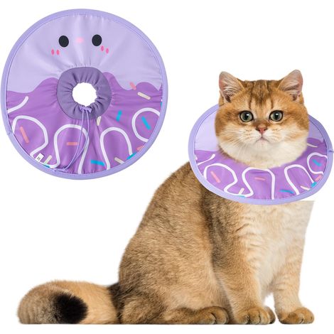 Collier de récupération souple pour chat en forme de beignet mignon, collier élisabéthain léger, imperméable et ajustable pour animal, collier anti-léchage pour chatons, chiots et petits animaux après (1/5)