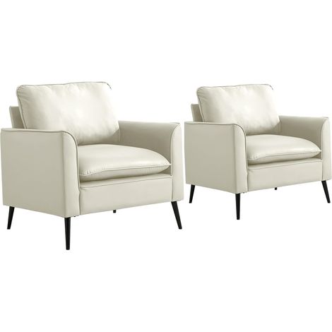CHICFURN Poltrona relax 80x68x80 cm in similpelle bianca, stile nordico retrò per salotto o camera (1/5)