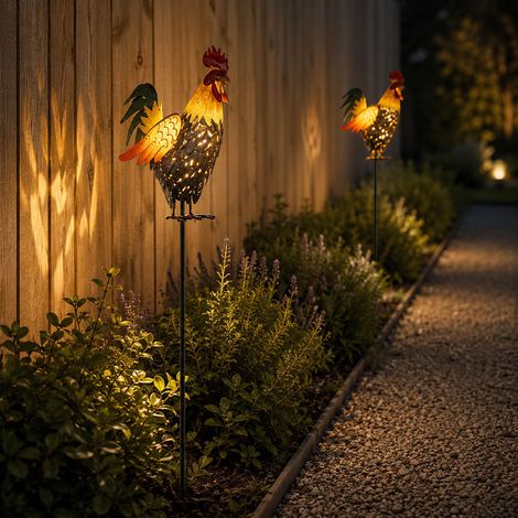 2 lampade da esterno a LED, lampada da giardino con sensore crepuscolare, metallo marrone, altezza 100 cm (1/5)