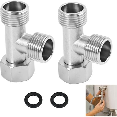 2 Piece 3/8" 3-Way T Connector 3/8" T Connector 3/8 T Connector Valve with Switching Valve and Sealing Strip, Nickel Plated Copper Splitter for WC (1/5)
