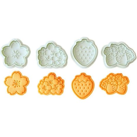 Emporte-pièces fraises en forme de fleur, tampons à biscuits en plastique, outil de pâtisserie à faire soi-même (1/4)