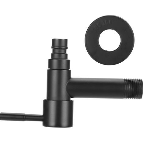 Robinet de Machine à laver en acier inoxydable noir G1/2 pouces, robinet d'eau froide simple pour évier, Type court noir (1/5)