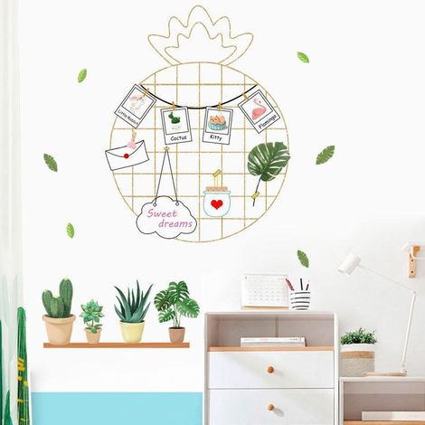 Stickers muraux décoratifs motif ananas et herbe pour chambre à coucher (1/5)
