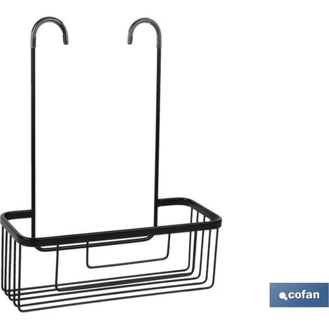 Cestino doccia sospeso 30x12x10 cm e alto 38 cm in acciaio inossidabile nero opaco