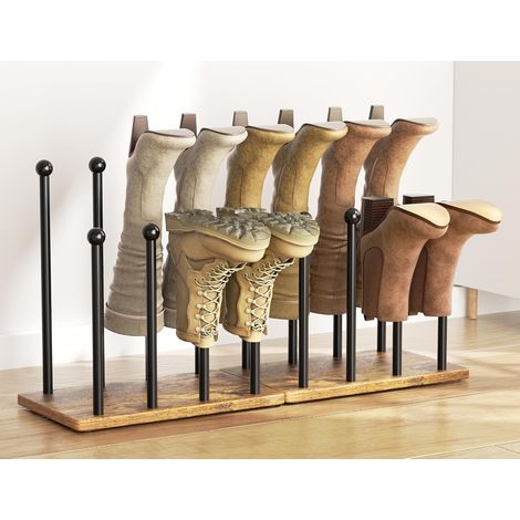 Zapatero para 8 pares - Ahorra espacio - Base de madera - Tamaño pequeño - Negro