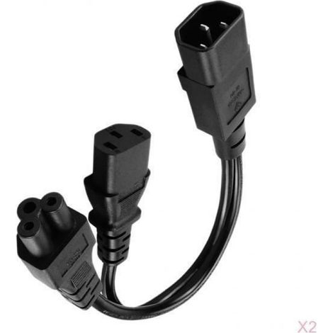 2 X IEC C14-C13 + C5 Câble Adaptateur Séparateur Y Mâle-femelle Cordon D'alimentation (1/4)