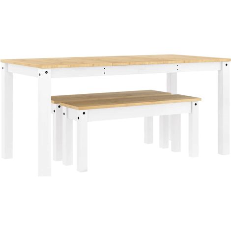 Set da Pranzo 3 pz Panama Bianco in Legno Massello di Pino vidaXL (1/5)