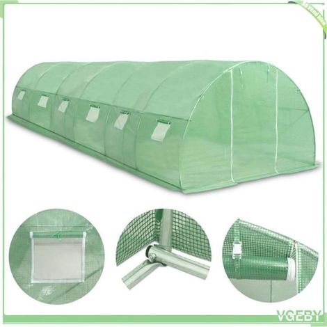 Serre de jardin - FAFEICY - 45537 - 27 m² (900x300x200 cm) - PE 140 g/m² - Cadre acier galvanisé (1/5)