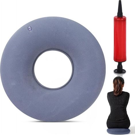 Cushion of seat, ring d'assise after operation, cushion of coccyx, inflatable, with pump, cushion donut for relieve the pain to the coccyx (gray) (1/5)