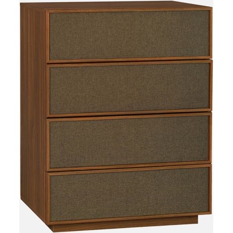 Cómoda de almacenamiento decorativa de madera y tela con 4 cajones (1/5)