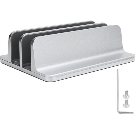 Support d'ordinateur portable vertical à double fente réglable en alliage d'aluminium pour bureau (1/5)