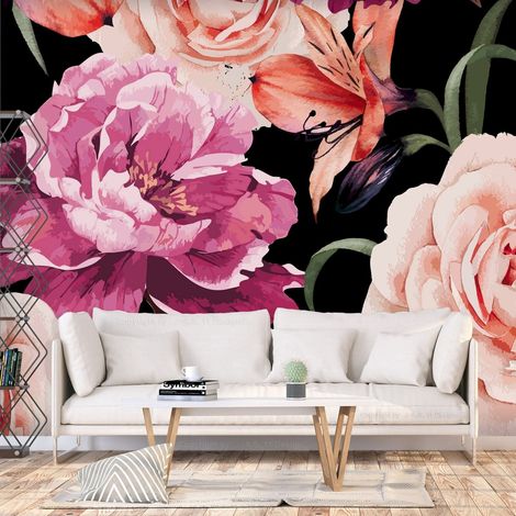 Papier peint adhésif Roses d'amour - 392 x 280 cm (1/4)