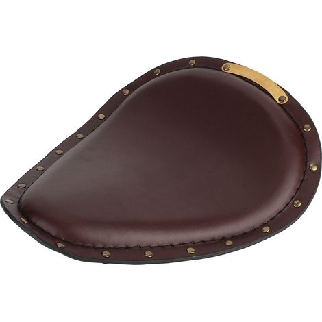 Selle de moto souple style vintage avec ressort et support à rivets en bronze (marron) (1/5)