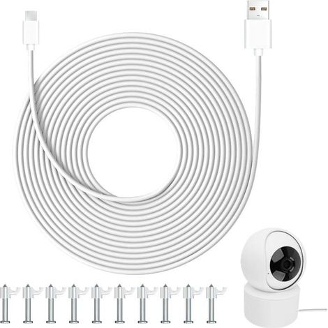 TRAHOO-Câble USB-C 10m 66W Charge Rapide, Rallonge d'alimentation Compatible Caméras de Sécurité Mi et Autres Marques, PVC Ré[J41] (1/5)