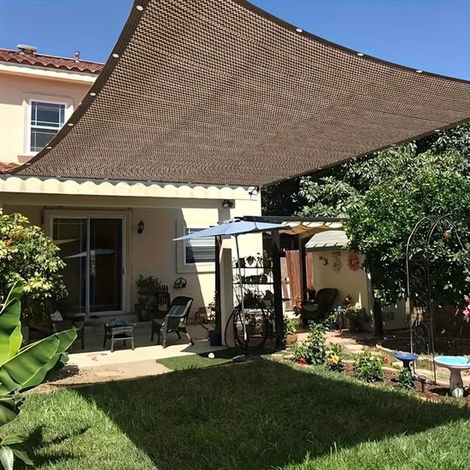 Outdoor Sonnenschutznetz Braun, UV beständig, strapazierfähig, für Reisen, Picknicks und den Einsatz am Pool 3 x 3 m (1/4)