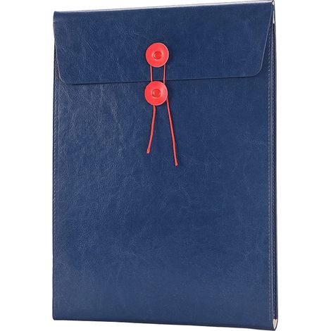 Chemise de classement A4 en cuir PU avec fermeture à cordon et extension de 19 mm (1/5)