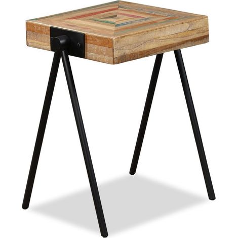 Table d'appoint Teck massif de récupération (1/5)