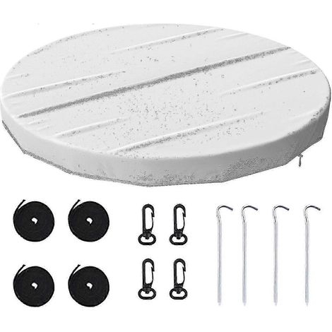 Couverture gonflable ronde pour piscine : coupe-vent, anti-poussière et imperméable pour piscines familiales, spas et jacuzzis (5,5 m). (1/5)