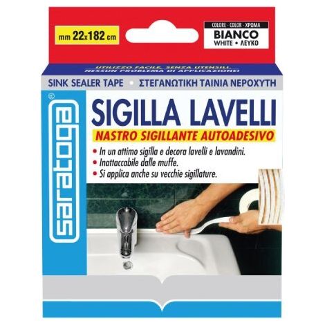 SARATOGA SIGILLA LAVELLI NASTRO SIGILLANTE AUTOADESIVO GIUNZIONI PERETE E LAVELLO (1/2)