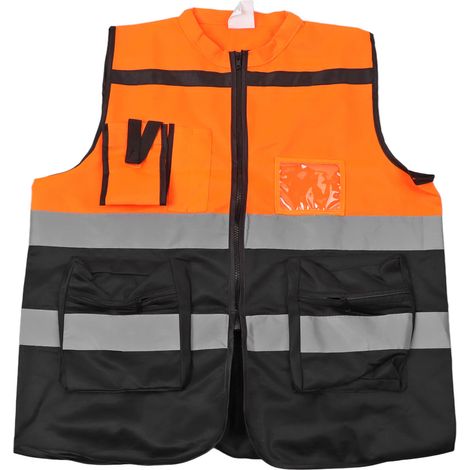 Gilet réfléchissant à fermeture éclair haute visibilité orange XL pour moto, sécurité routière et gestion du trafic (1/5)