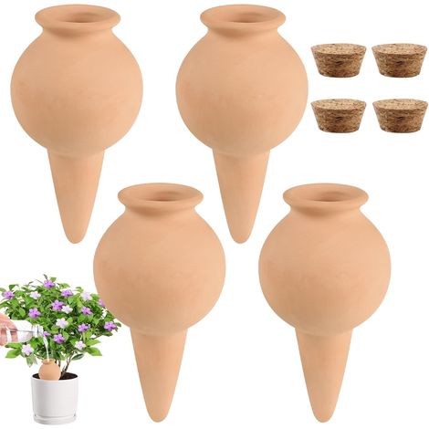 4pcs 100ml Clay Watering Cone Terracotta Irrigation Globe Oyas Bury Automatic Irrigation System Water Reserve Plant Indoor (1/5)